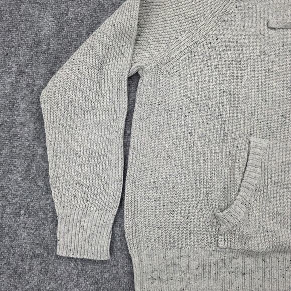 American Eagle Sweater Womens Medium Gray Speckled Knit Hoodie Ribbed Pullover - Picture 9 of 16